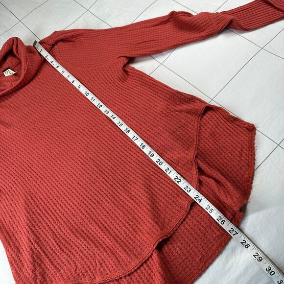 Free People We the Free Top Womens XS Rust Red Kristina Waffleknit Thermal Cowl - Picture 8 of 8